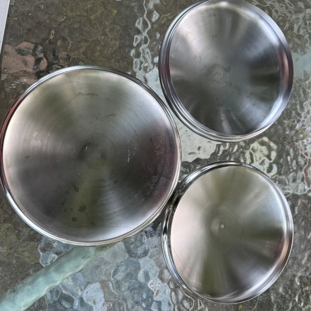 Vintage Revere Ware Stainless Steel Replacement Lids Lot of 7 Bakelite Knobs